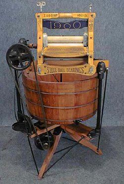 Early washing machine with top manual wringer