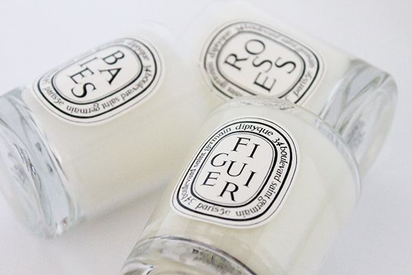 A review of Diptyque candle set including Baies, Figuer and Roses