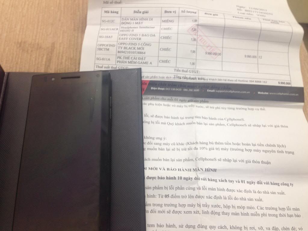 Bán Oppo Find 5 , Cty , FULLBOX , còn bảo hành đến cuối năm , Giấy tờ đầy đủ , giá OK - 5