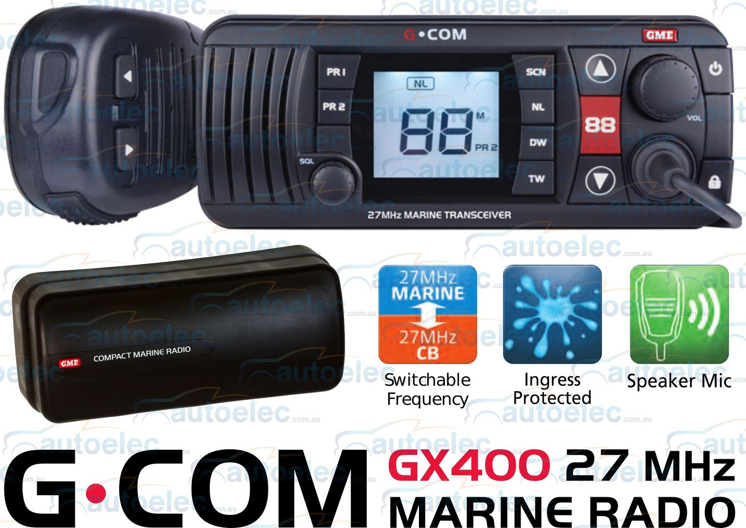 GME GX400 27 MHZ MEG MARINE BOAT RADIO BLACK TRANSCIEVER YATCH NEW GX400B