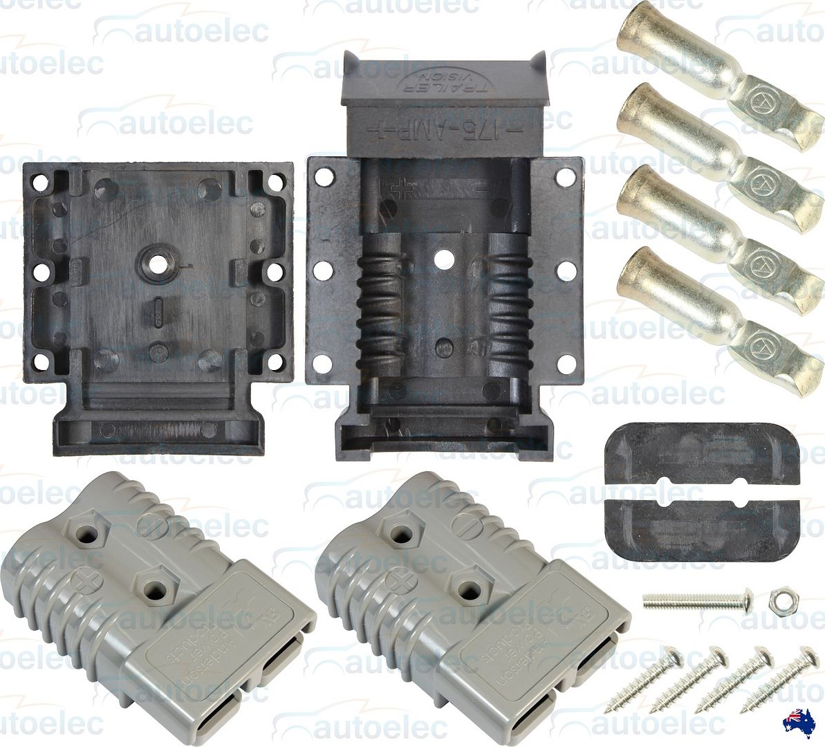 175A ANDERSON PLUG EXTERNAL MOUNTING KIT + 2 X 175 AMP PLUGS CAMPER BATTERY