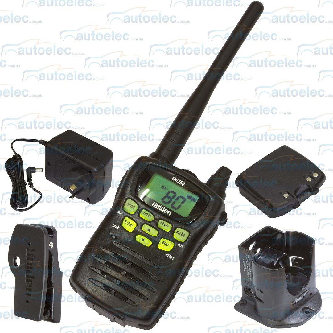 UNIDEN UH750 HANDHELD UHF CB RADIO 80 CHANNEL 5 WATT+BONUS ANTENNA