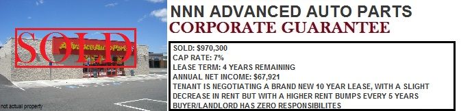 triple net lease properties- O'reillys auto parts- autzone- advanced auto parts- pep boyz- nnn investments